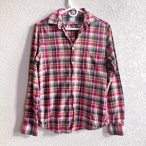 Kiel James Patrick Shirt Mens M Indian Madras Red Plaid Button Down Long Sleeve